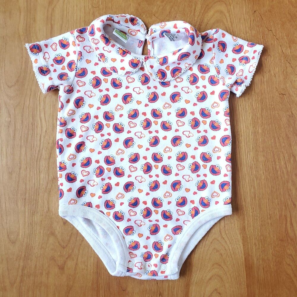 Vintage Sesame Street Elmo Bodysuit Size 12 Month Baby One Piece Romper